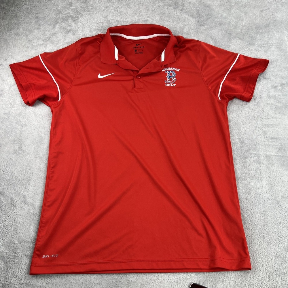 Nike Dri-FIT Golf Polo Shirt Mens XL Red Buchanan High School Golf Clovis, CA